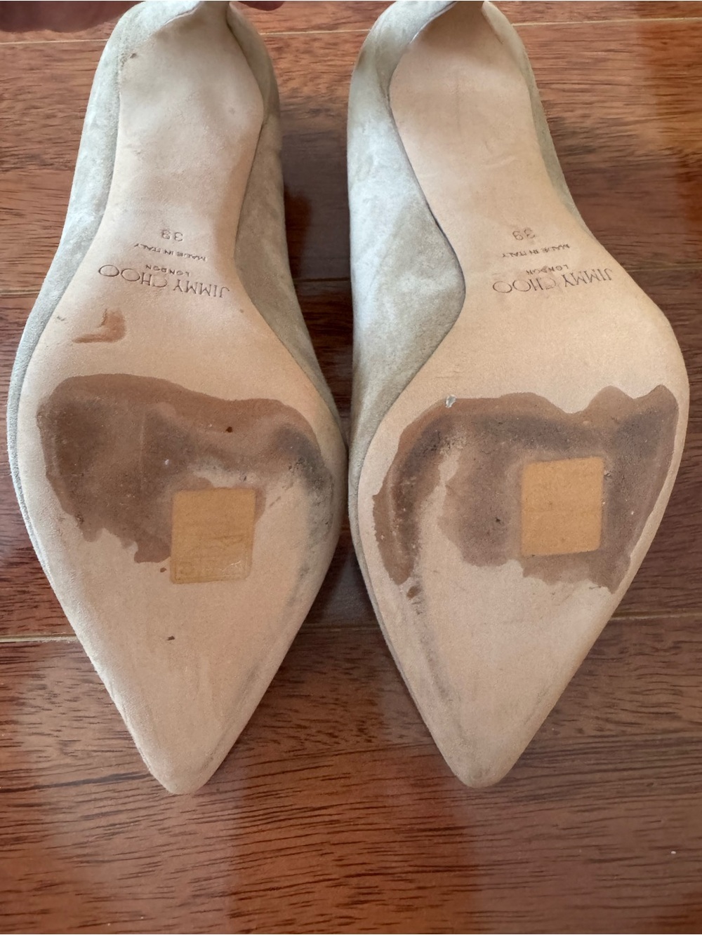 Jimmy Choo Taupe Suede Pointed-Toe Stiletto Pumps - Picture 7 of 7